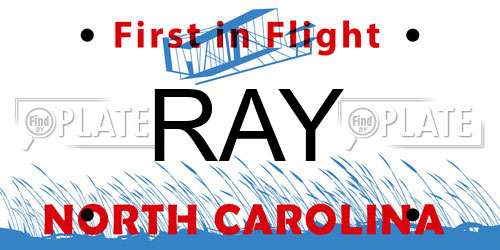 RAY North Carolina License Plate