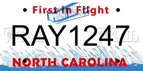 RAY1247 North Carolina License Plate