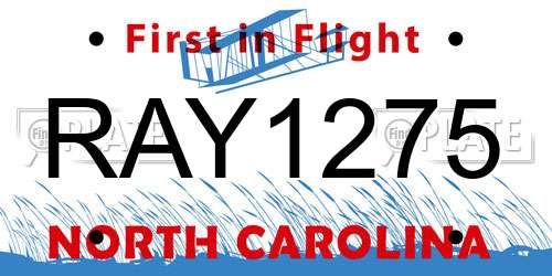 RAY1275 North Carolina License Plate