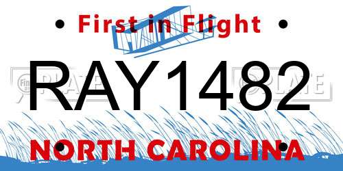 RAY1482 North Carolina License Plate