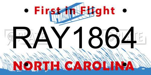 RAY1864 North Carolina License Plate