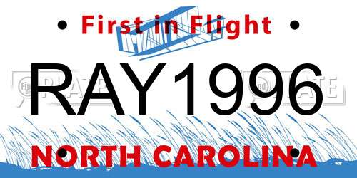 RAY1996 North Carolina License Plate