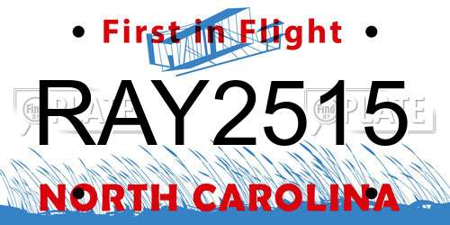 RAY2515 North Carolina License Plate