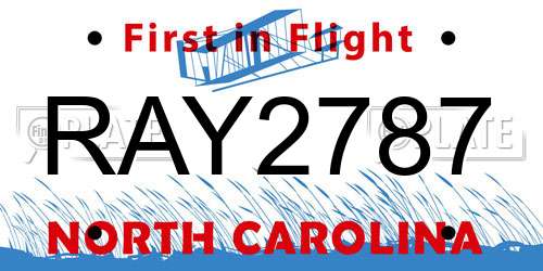 RAY2787 North Carolina License Plate