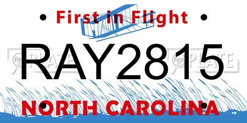 RAY2815 North Carolina License Plate