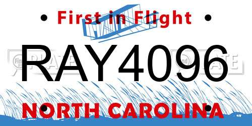 RAY4096 North Carolina License Plate