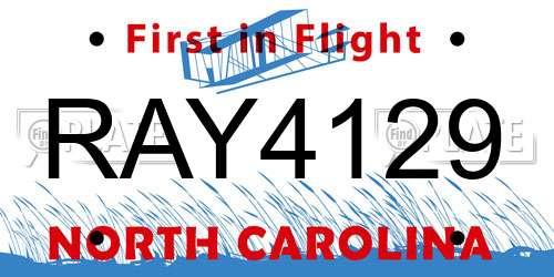 RAY4129 North Carolina License Plate