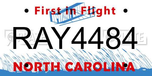 RAY4484 North Carolina License Plate
