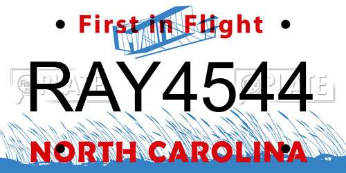 RAY4544 North Carolina License Plate