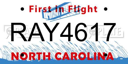 RAY4617 North Carolina License Plate