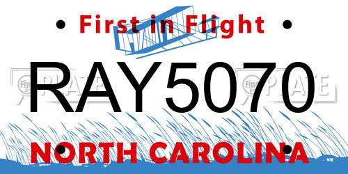 RAY5070 North Carolina License Plate