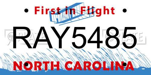RAY5485 North Carolina License Plate