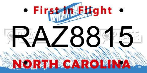 RAZ8815 North Carolina License Plate