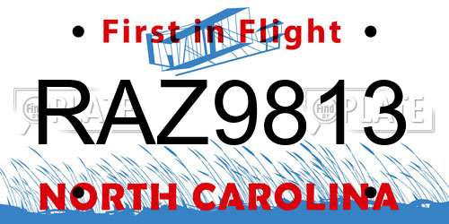 RAZ9813 North Carolina License Plate