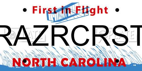 RAZRCRST North Carolina License Plate