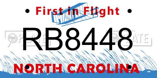 RB8448 North Carolina License Plate