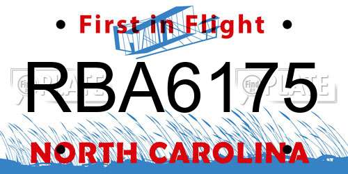 RBA6175 North Carolina License Plate