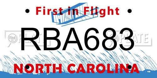 RBA683 North Carolina License Plate