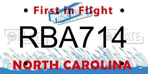 RBA714 North Carolina License Plate