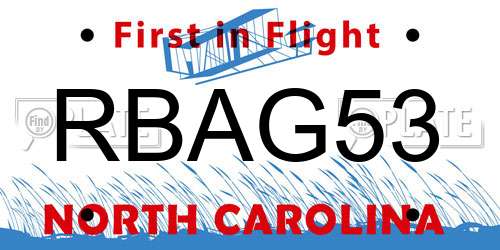 RBAG53 North Carolina License Plate