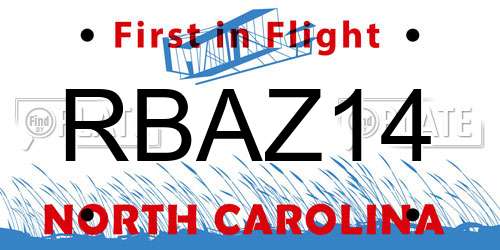 RBAZ14 North Carolina License Plate