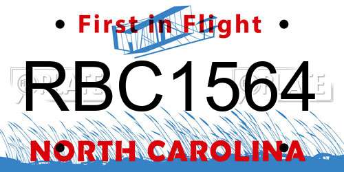 RBC1564 North Carolina License Plate
