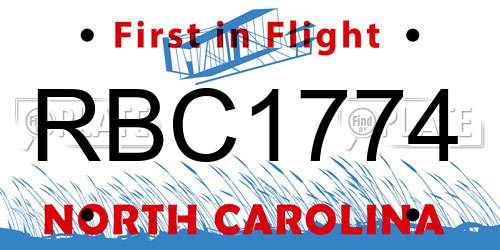 RBC1774 North Carolina License Plate