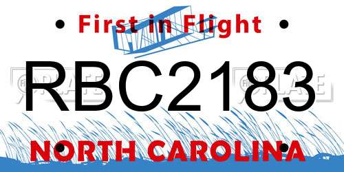 RBC2183 North Carolina License Plate