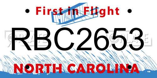 RBC2653 North Carolina License Plate