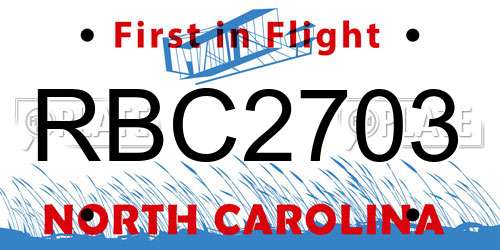 RBC2703 North Carolina License Plate