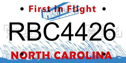 RBC4426 North Carolina License Plate