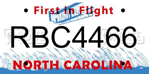 RBC4466 North Carolina License Plate