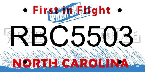 RBC5503 North Carolina License Plate