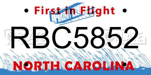 RBC5852 North Carolina License Plate