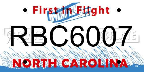 RBC6007 North Carolina License Plate