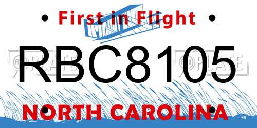 RBC8105 North Carolina License Plate