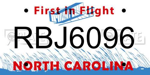 RBJ6096 North Carolina License Plate