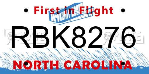 RBK8276 North Carolina License Plate