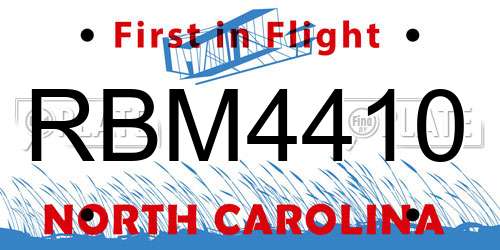 RBM4410 North Carolina License Plate