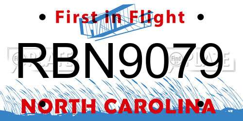 RBN9079 North Carolina License Plate