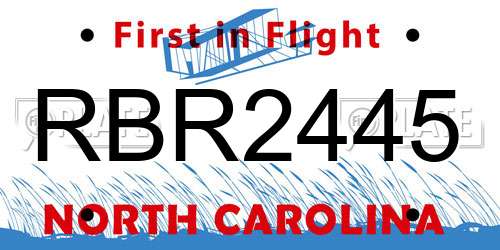 RBR2445 North Carolina License Plate