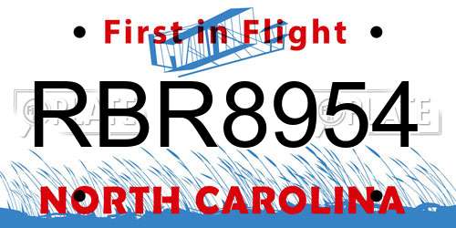 RBR8954 North Carolina License Plate