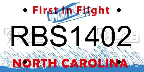 RBS1402 North Carolina License Plate
