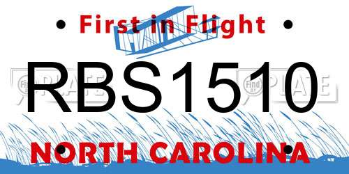 RBS1510 North Carolina License Plate