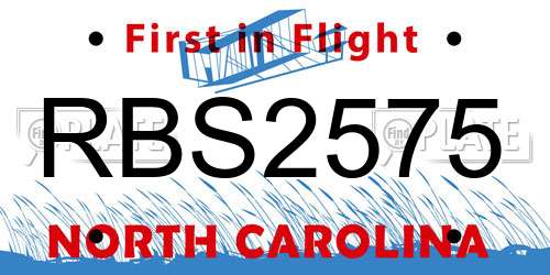 RBS2575 North Carolina License Plate