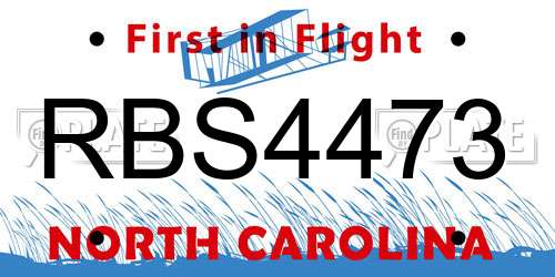 RBS4473 North Carolina License Plate
