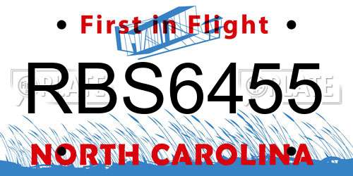 RBS6455 North Carolina License Plate