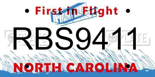 RBS9411 North Carolina License Plate