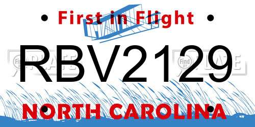 RBV2129 North Carolina License Plate