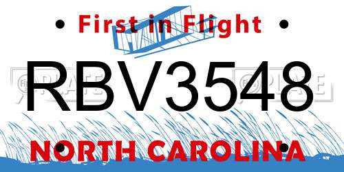 RBV3548 North Carolina License Plate